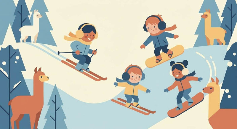 Alpaka-Ohrenwärmer für Kinder beim Wintersport