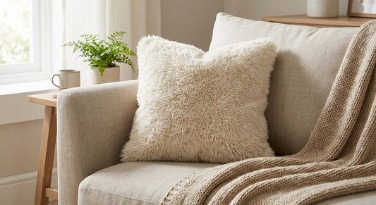 Alpaka-Kissenbezug fürs Wohnzimmer-Sofa: Echtfell-Optik
