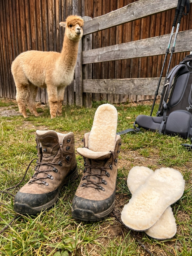 Alpaka-Einlegesohlen für Wanderschuhe auf Tour