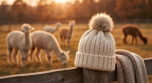 Alpaka-Mütze für Damen mit Bommel: Winteraccessoire