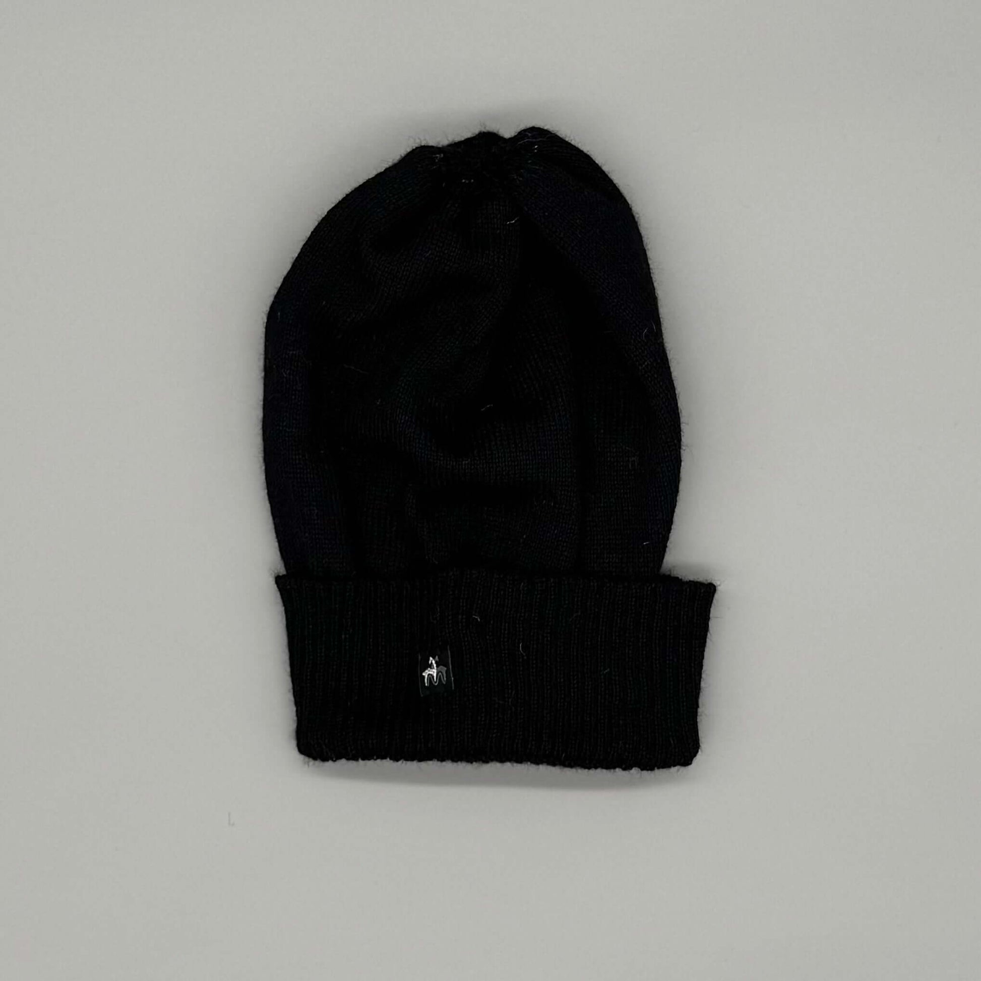 Schwarze Alpaka Wendemütze aus 100% Baby-Alpakawolle, modern und weich, unisex