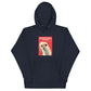 Hoodie mit Alpaka Motiv in navy mit dem Spruch „Schau einem Alpaka nie zu tief in die Augen, du könntest dich verlieben“.