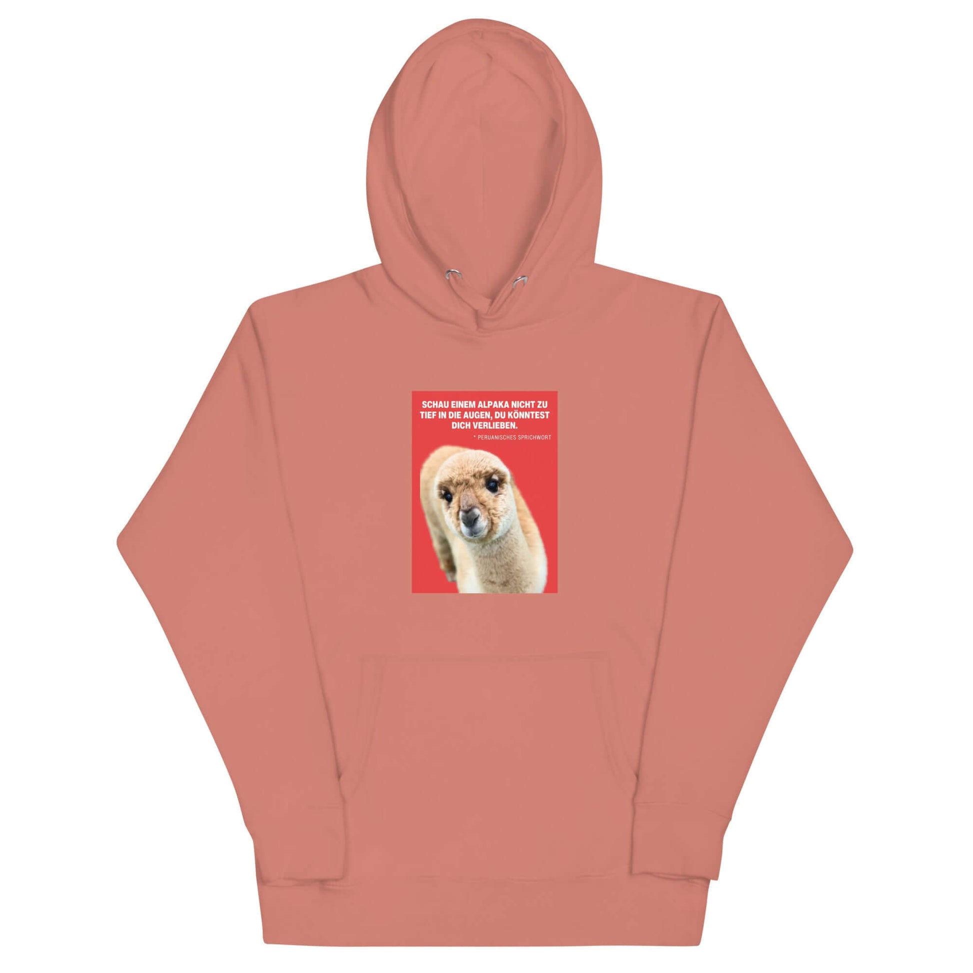 Alpaka Hoodie Unisex mit Alpaka Motiv "Schau einem Alpaka nie zu tief in die Augen" - Hoodie mit Alpaka Motiv