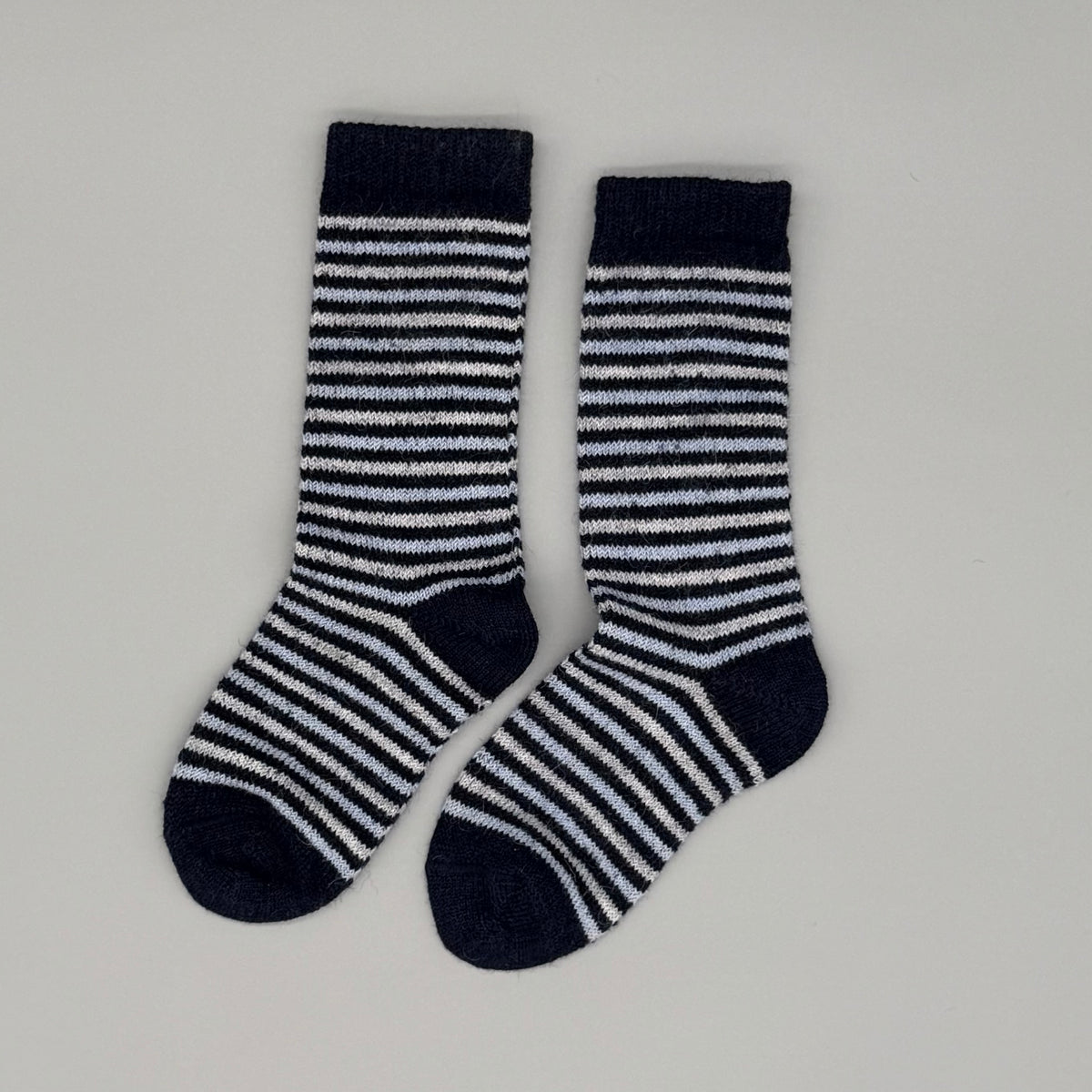 Bunte Alpaka Socken für Kinder in Blau-Grau