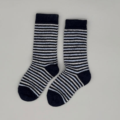 Bunte Alpaka Socken für Kinder in Blau-Grau