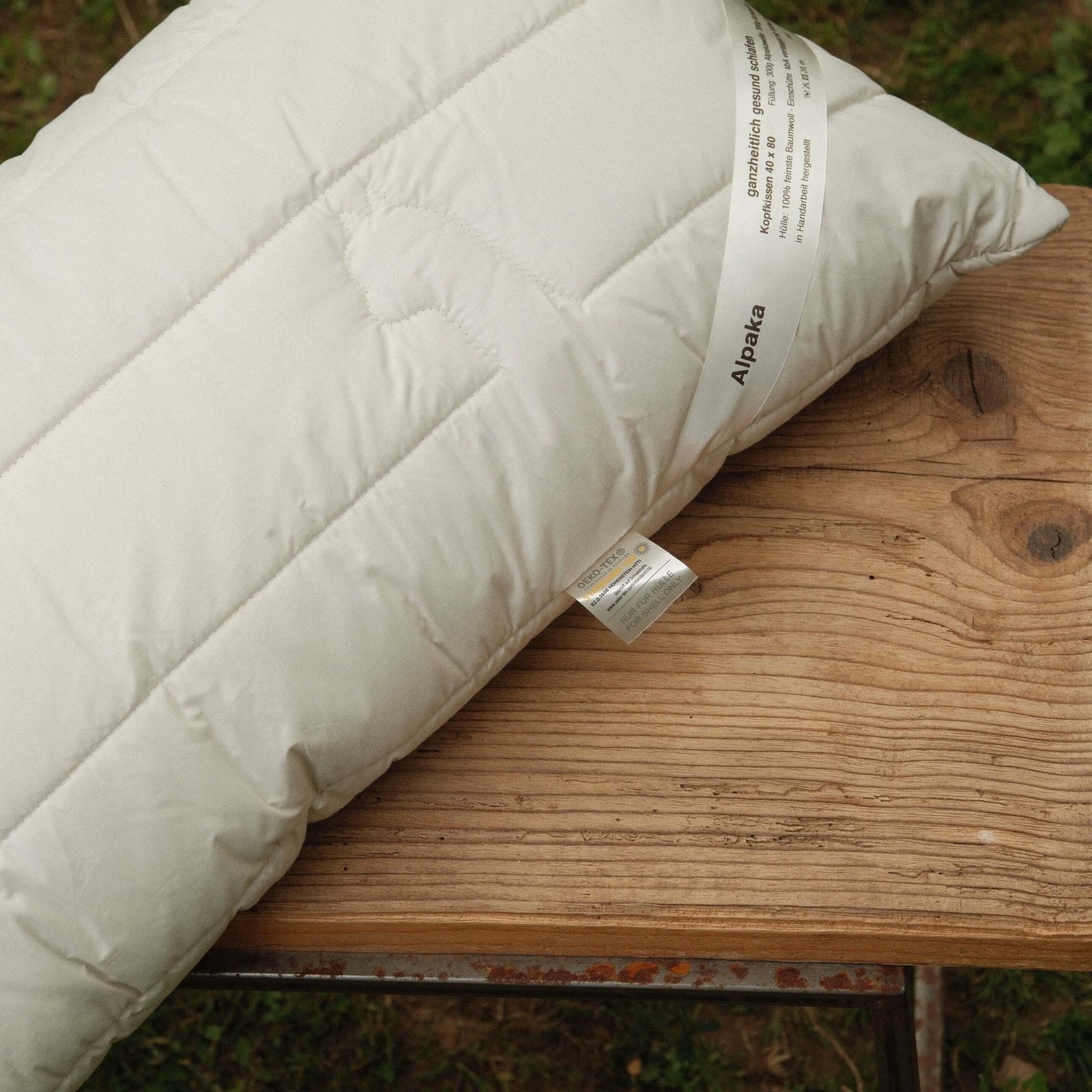 Alpaka Kopfkissen 40×80 cm ergonomisch mit temperaturausgleichender Füllung aus Alpakavlies