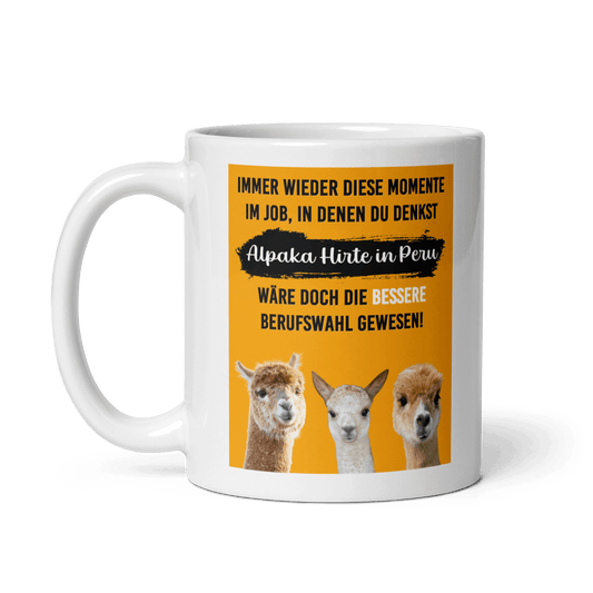 Alpaka Tasse mit lustigem Spruch für Tierfreunde, ideal für Kaffee oder Tee, 325 ml Keramik.