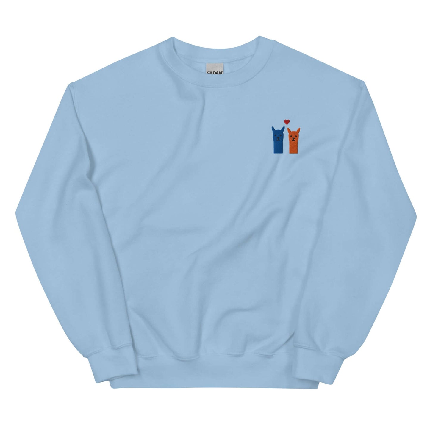 Niedlicher Unisex Pullover mit Alpaka Stickerei in Blau, Alpaka Pullover mit Stickerei kaufen