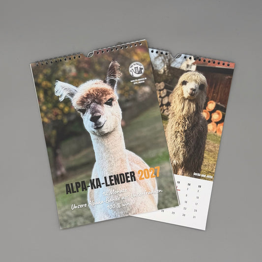 Alpaka Kalender 2027 – Monatskalender mit unserer Herde aus Unterfranken