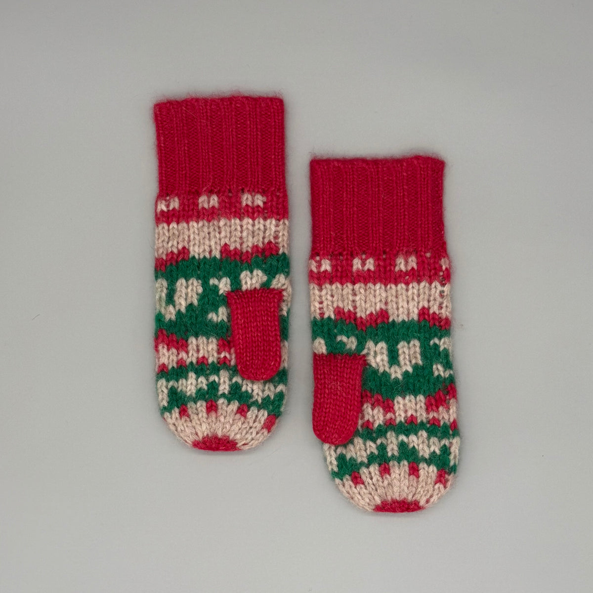 Unisex Alpaka Fäustlinge mit Muster aus Baby-Alpaka und Merinowolle