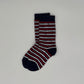 Alpaka Kinder Socken in Blau-Rot mit Streifen