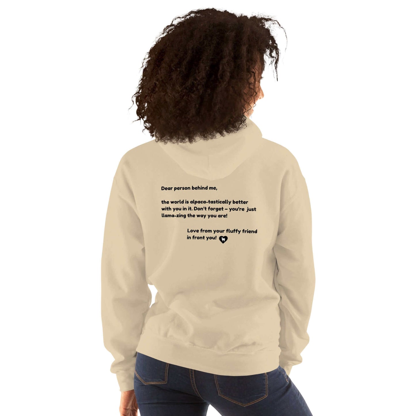Statement Hoodie mit Alpaka Motiv und Spruch für mentale Gesundheit – mental health hoodie, stilvoll und bedeutungsvoll.