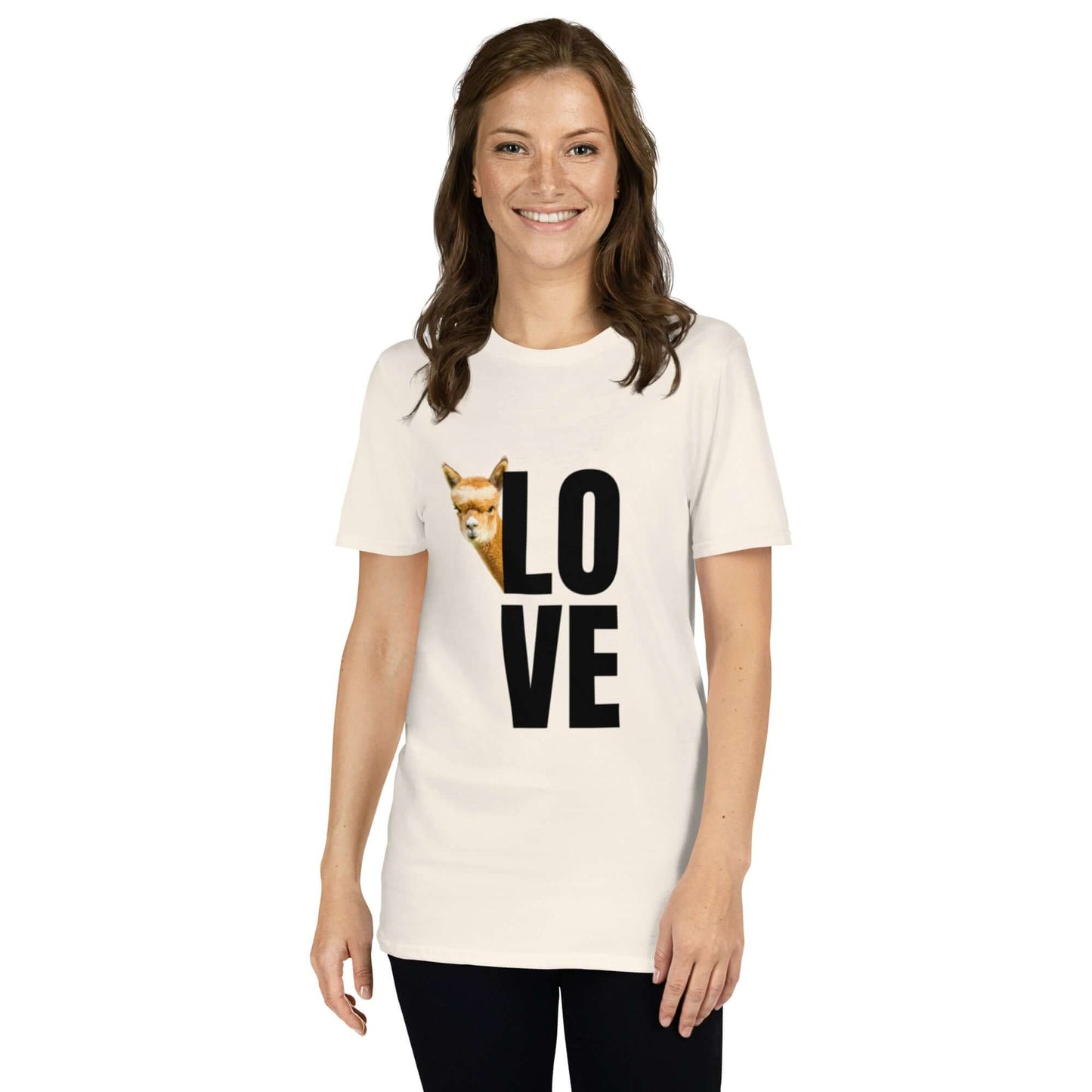 Alpaka Shirt Love Franzl – Unisex T-Shirt mit süßem Lama Motiv und dem Schriftzug "Love".