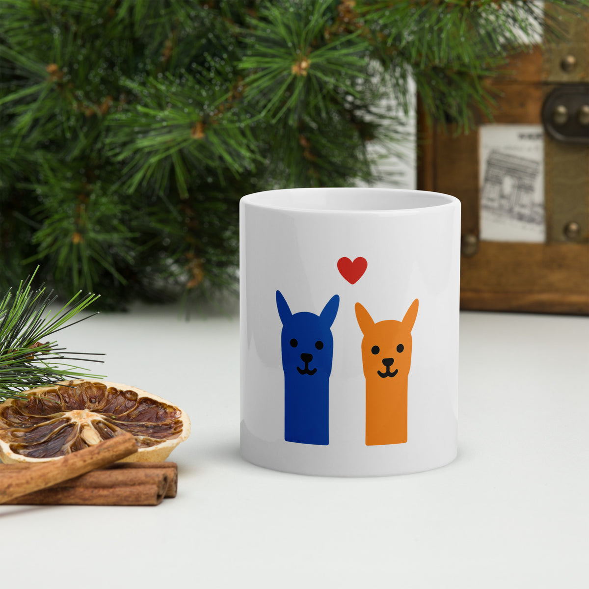 Alpaka Tasse mit buntem Alpaka-Motiv und Herz – 325 ml Keramiktasse